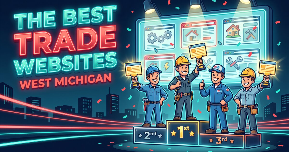 Cartoon plumber, electrician, heating tech and home builder on a winners podium
